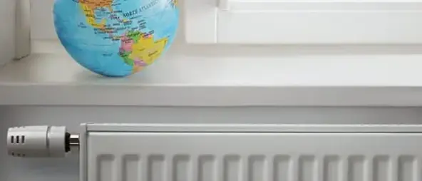 World with radiator below it